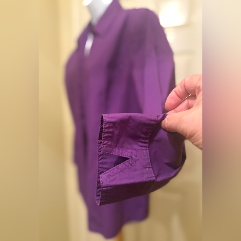 NWOT RIDERS BY LEE Women Violet Button-Down Stretch Shirt, 3/4 sleeves, XL - Picture 3 of 6